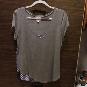 V-neck Shirt with Patterned Back